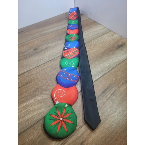 Men's Red Neck Tie Christmas Ornament Holiday Necktie - Picture 2 of 9